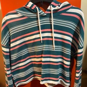 Green pink and white crop hoodie